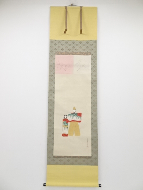 JAPANESE HANGING SCROLL / HAND PAINTED / HINA DOLL